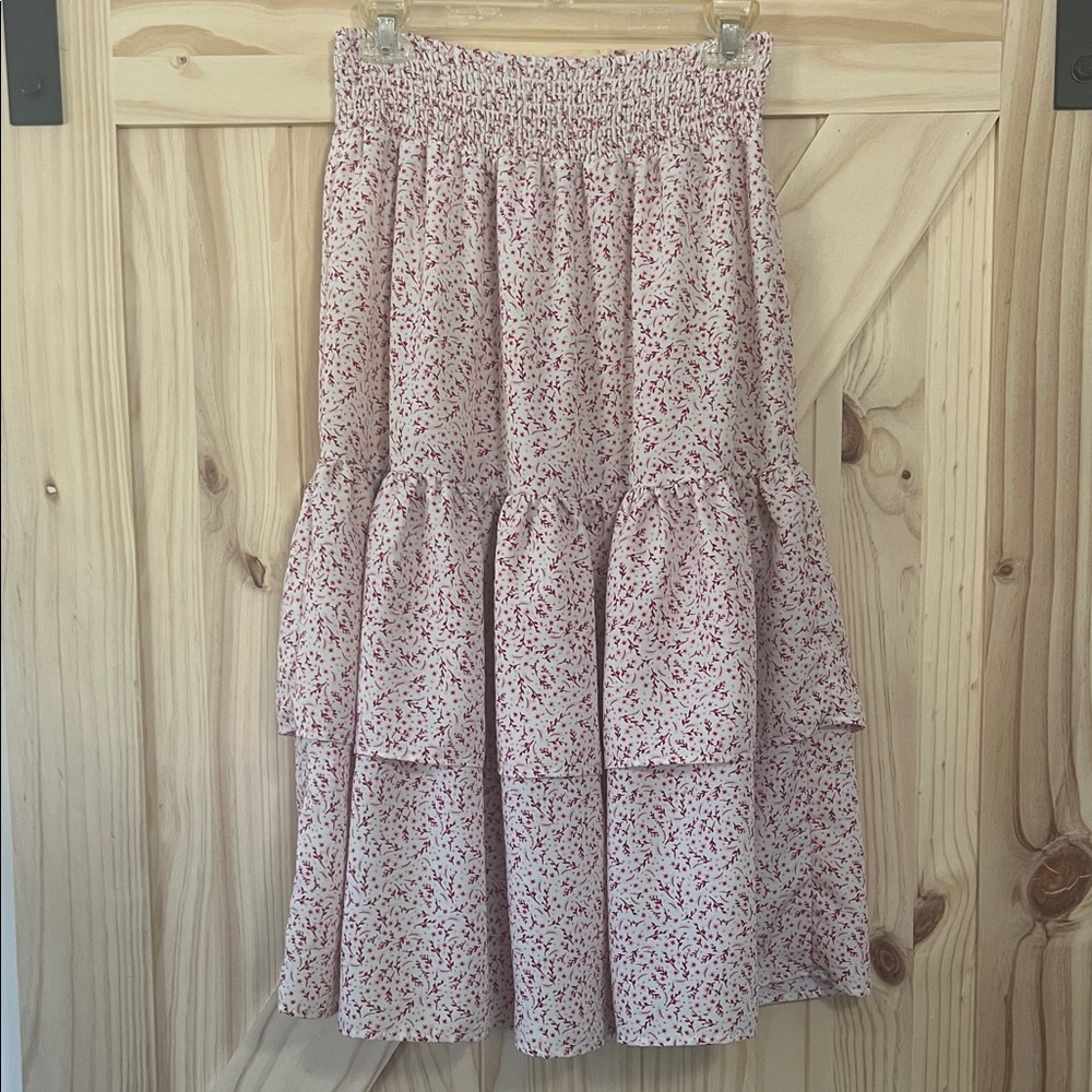 Senlis Floral Pink Tiered Skirt